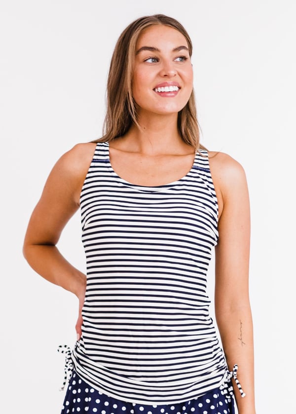 Maya Swim Top With Removable Cups - Navy Sunshine Sails